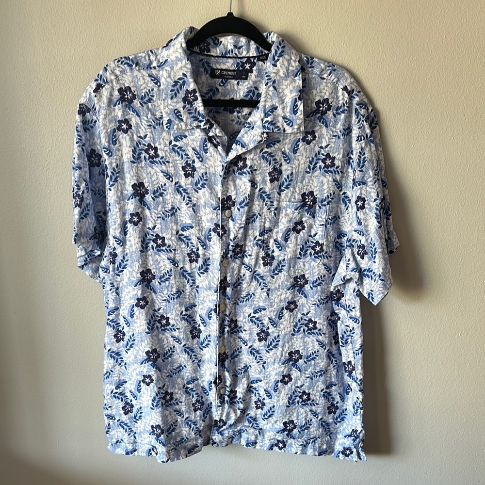 Daniel Cremieux Blue and White Floral Casual Shirt
